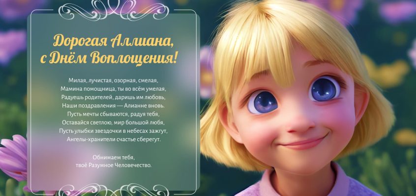 Разумное Человечество поздравляет Аллиану, участницу проекта Реконструкция, с Днём Рождения!