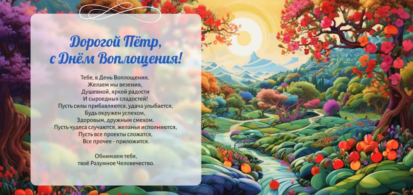 Разумное Человечество поздравляет Петра, участника проекта Реконструкция, с Днём Рождения!
