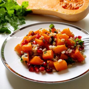 Веганская перловка с запечённой тыквой